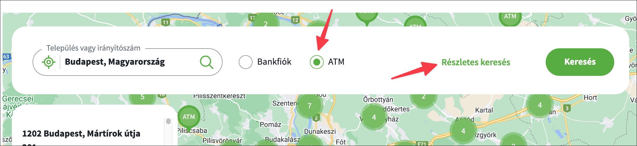 OTP eurós ATM keresése