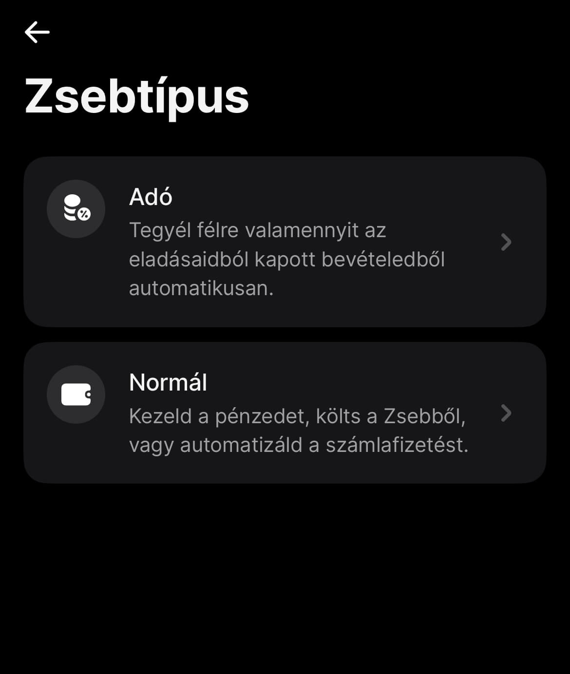 Revolut Pro zsebek típusok