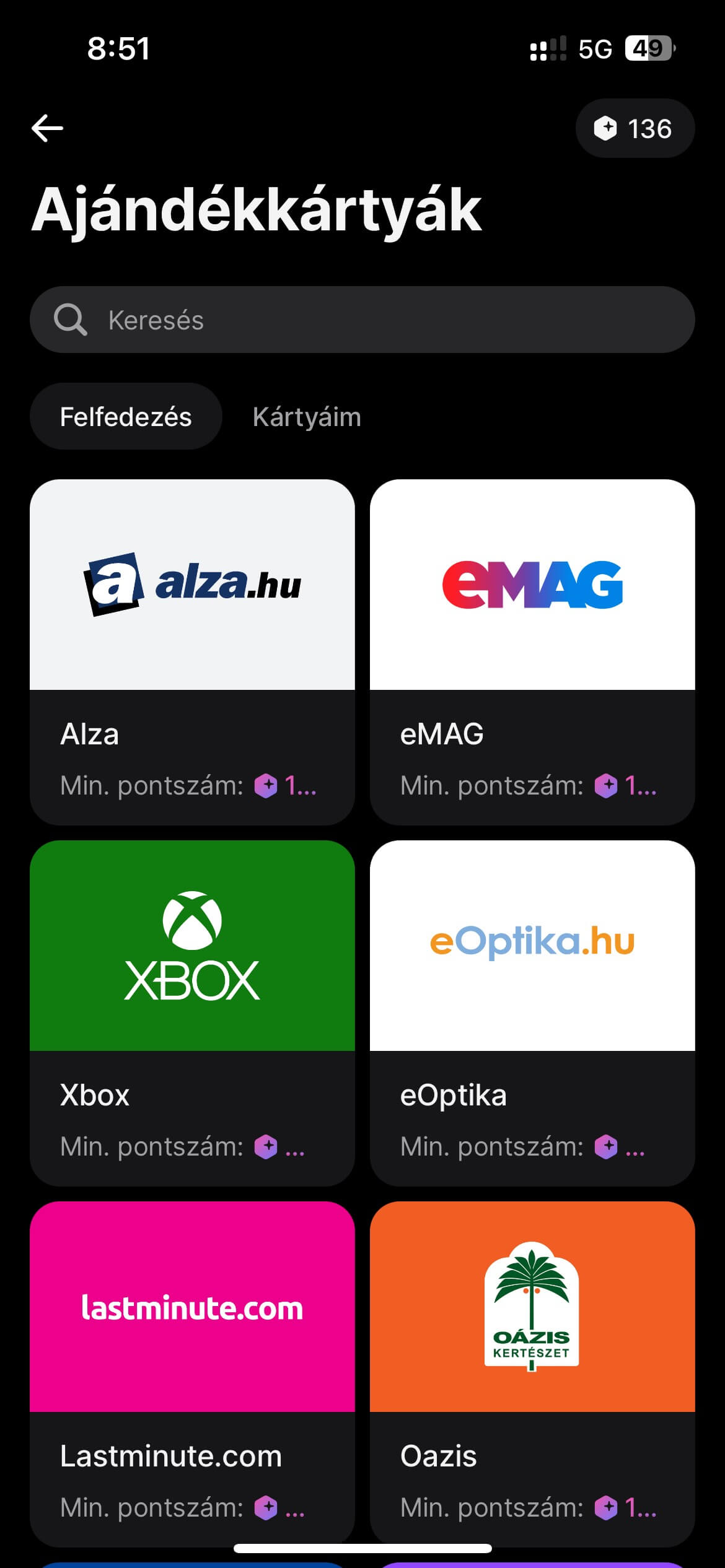 Revolut RevPontok ajándékkártyák