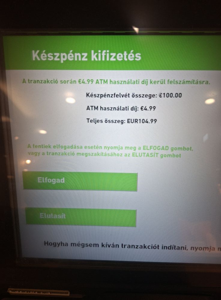 OTP ATM díj euró készpénzfelvételkor