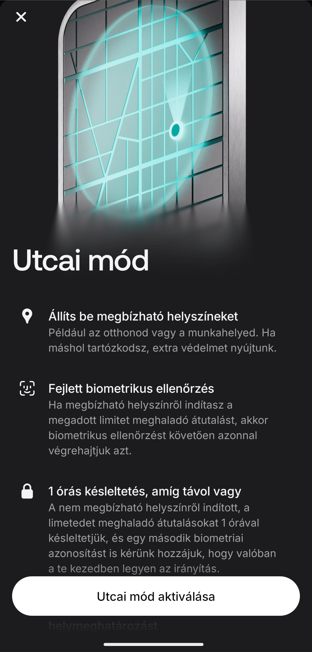 Revolut utcai mód beállítása